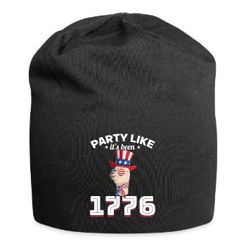 Funny Llama 4th of July Party Like It's Been 1776 - Jersey Beanie - black - Front