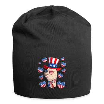 Patriotic Llama 4th of July Party Llama Patriotic - Jersey Beanie - black - Front
