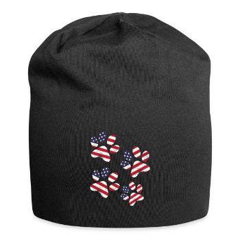 4th Of July Dog Paws US Flag Patriotic Day Dog - Jersey Beanie - black - Front