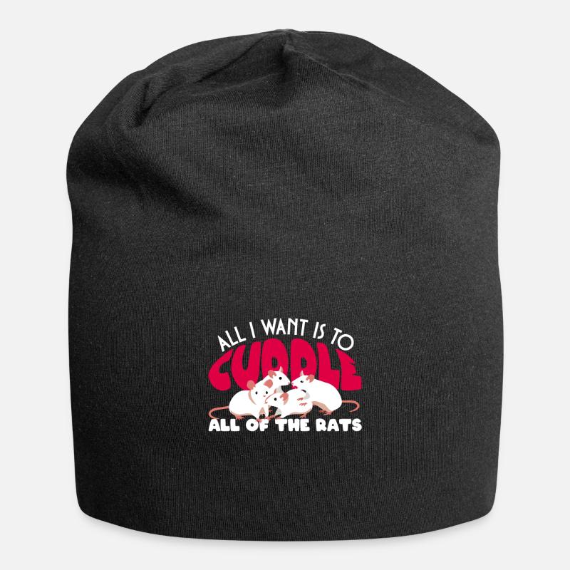 Rat Cuddling Rodent Cuddle Rat Lovers - Jersey-Beanie - Schwarz