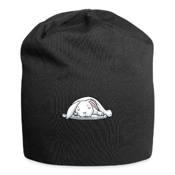 White Rabbit Sleeping Rabbit Tired - Jersey Beanie - black - Front