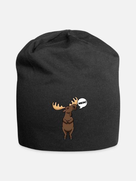 Sturer Elch mit Elchgeweih Elentier Nein - Jersey-Beanie - Schwarz