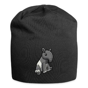 Tapir Kuscheltier Motiv - Jersey-Beanie - Schwarz - Vorne