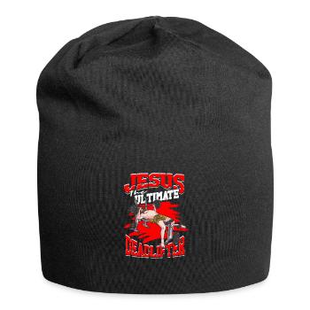 Jesus the ultimate deadlifter - Gym Deadlifting - Jersey Beanie - black - Front