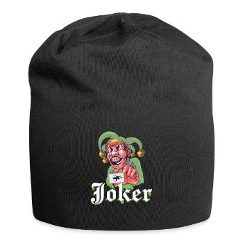Joker mit Spielkarte - Jersey-Beanie - Schwarz - Vorne