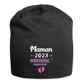 Maman 2023 Chargement, Cadeau future maman - Bonnet en jersey - noir - Devant