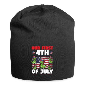 Patriotic Dino Notre Premier 4 Juillet Patriotique - Bonnet en jersey - noir - Devant