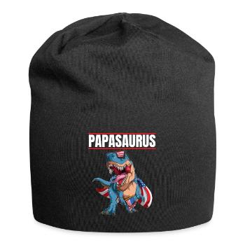 Papasaurus Patriotic Dinosaur Papa avec drapeau Cape - Bonnet en jersey - noir - Devant