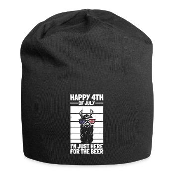 Happy 4th of July I'm Just Here For The Beer Llama - Jersey Beanie - black - Front