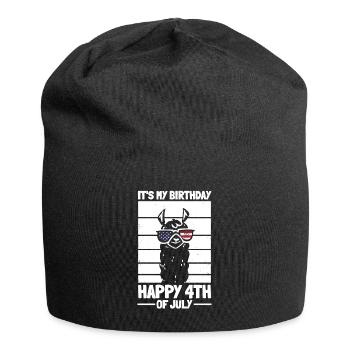 Patriotic Llama Patriotic It's My Birthday Happy - Jersey Beanie - black - Front