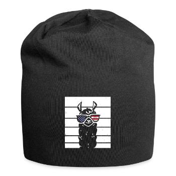 Patriotic Llama with Sunglasses US Flag 4th Of - Jersey Beanie - black - Front