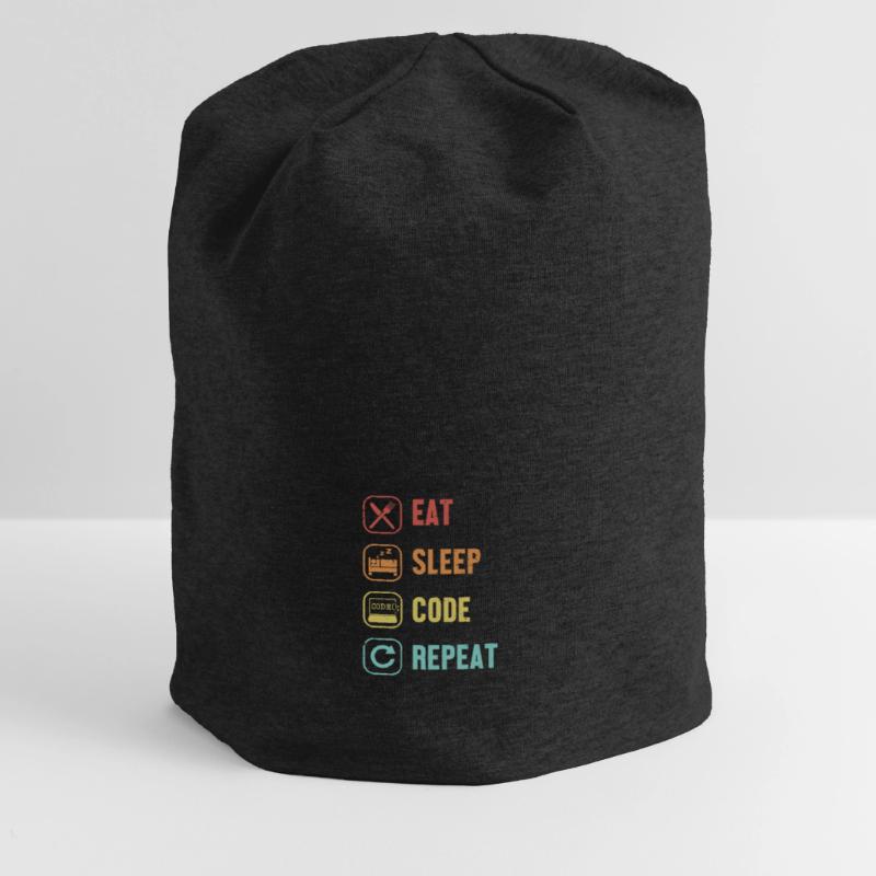 Eat Sleep Code Repeat Full Stack Coder Software Jersey Beanie