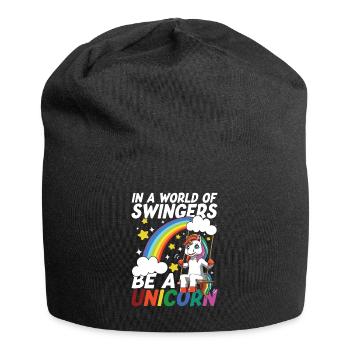 In A World Of Swingers Be A Unicorn für Einhorn - Jersey-Beanie - Schwarz - Vorne