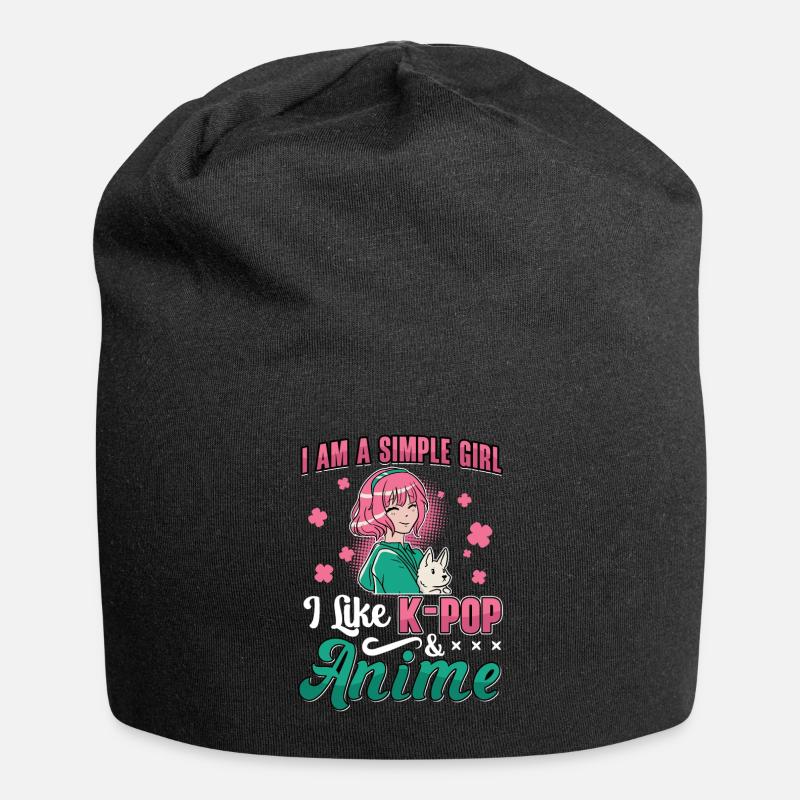 J’aime la K-Pop et l’anime K-Pop - Bonnet en jersey - noir