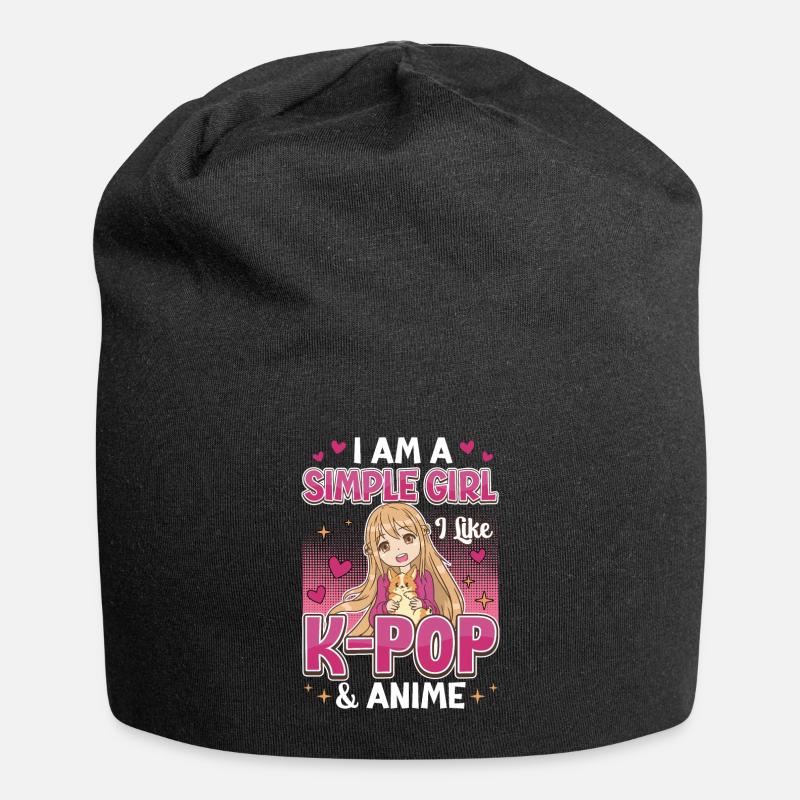 J’aime la K-Pop et l’anime K-Pop - Bonnet en jersey - noir