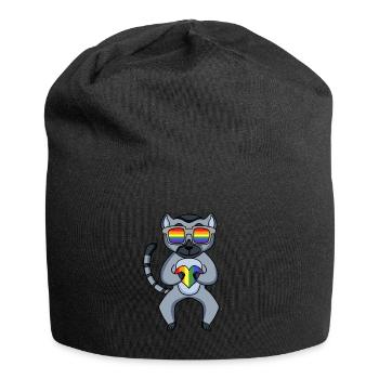 LGBT Tier Lemur Regenbogen - Jersey-Beanie - Schwarz - Vorne