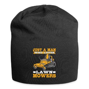 Just a Man who Loves Lawn Mowers Lawn Care - Jersey Beanie - black - Front