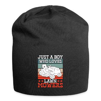 Just a Boy Who Loves Lawn Mowers Lawn Care - Jersey Beanie - black - Front