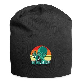 Alien Meme Ist das Kunst? Spruch - Jersey-Beanie - Schwarz - Vorne