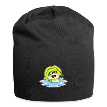 Frosch Sonnenbaden - Jersey-Beanie - Schwarz - Vorne