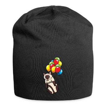 Siamese cat on balloon cat - Jersey Beanie - black - Front
