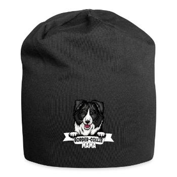 Border Collie Mama Hundekopf - Für Border Mamas - Jersey-Beanie - Schwarz - Vorne