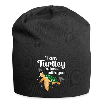 Turtle Gift Kids Reptiles Sea Beach - Jersey Beanie - black - Front