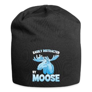 Easily Distracted By Moose Moose Moose Gift - Jersey Beanie - black - Front