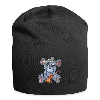 Souris Souris Cadeau Rat Rongeur Souris Souris Lousemaus - Bonnet en jersey - noir - Devant