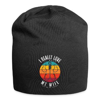 Cadeau amusant de pêcheur - Bonnet en jersey - noir - Devant