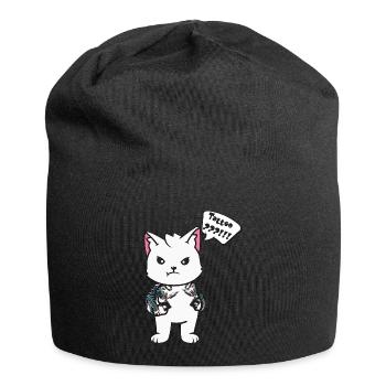 Tatouage chat avec machine à tatouer - Bonnet en jersey - noir - Devant