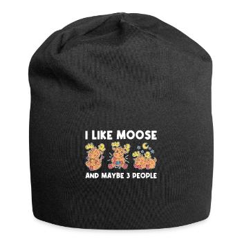 I Like Moose And Maybe 3 People Moose Gift - Jersey Beanie - black - Front