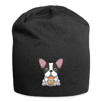 Bubble Milk Tea Bulldog drinks Boba tea - Jersey Beanie - black - Front