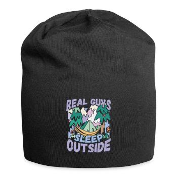 Echte Kerle Schlafen Draußen - Campen Zelten Natur - Jersey-Beanie - Schwarz - Vorne