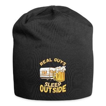 Echte Kerle Schlafen Draußen - Campen Zelten Natur - Jersey-Beanie - Schwarz - Vorne