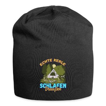 Echte Kerle Schlafen Draußen - Campen Zelten Natur - Jersey-Beanie - Schwarz - Vorne
