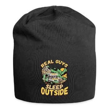 Echte Kerle Schlafen Draußen - Campen Zelten Natur - Jersey-Beanie - Schwarz - Vorne