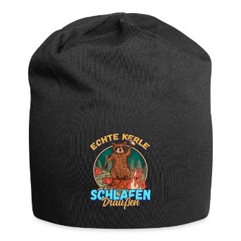 Echte Kerle Schlafen Draußen - Campen Zelten Natur - Jersey-Beanie - Schwarz - Vorne