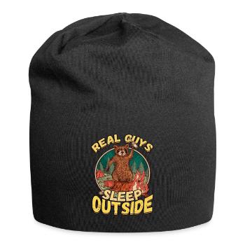 Echte Kerle Schlafen Draußen - Campen Zelten Natur - Jersey-Beanie - Schwarz - Vorne