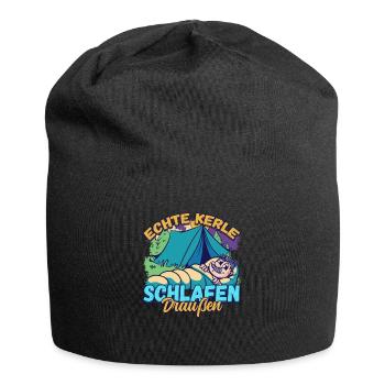 Echte Kerle Schlafen Draußen - Campen Zelten Natur - Jersey-Beanie - Schwarz - Vorne