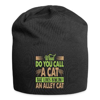 What Do You Call A Cat That Loves Bowling? - Witze - Jersey-Beanie - Schwarz - Vorne