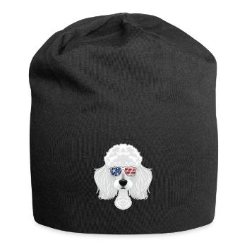 Poodle USA Sunglasses I American Flag Poodle - Jersey Beanie - black - Front