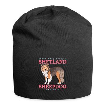 Maman Berger des Shetland | Cadeau de chien Sheltie - Bonnet en jersey - noir - Devant