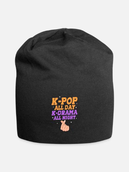 K-Pop - Jersey-Beanie - Schwarz