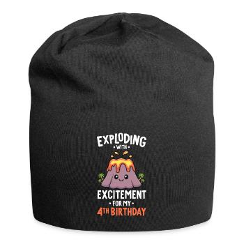Volcano Geburtstagsparty 4. Geburtstag 4 Jahre alt - Jersey-Beanie - Schwarz - Vorne