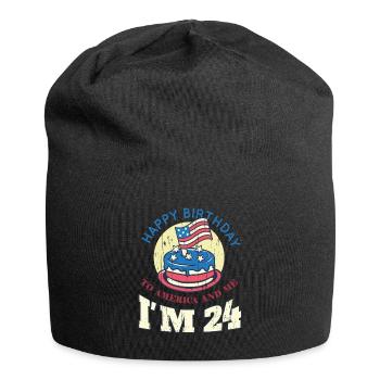 US America Flag Cake Naissance Age 24 USA 4th Of July - Bonnet en jersey - noir - Devant