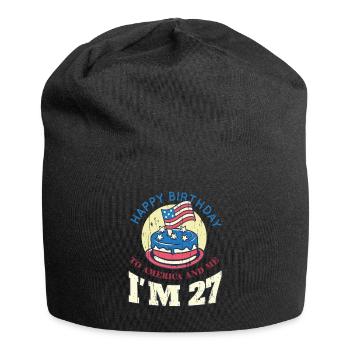 US America Flag Cake Naissance Age 27 USA 4 juillet - Bonnet en jersey - noir - Devant