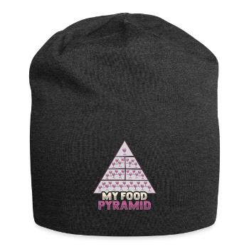 Lustiges Lebensmittelpyramide Rotweintrinker - Jersey-Beanie - Anthrazit - Vorne