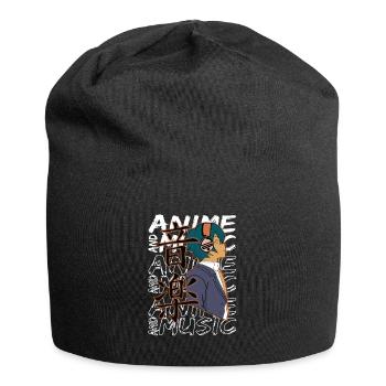 Anime Boy mit Kopfhörer Anime and Musik - Jersey-Beanie - Schwarz - Vorne