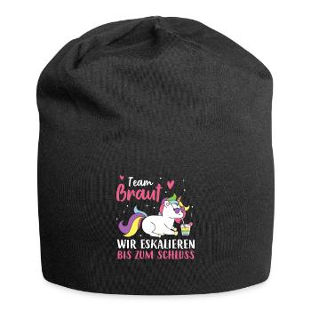 Team Braut Wir eskalieren bis zum Schluss - Jersey-Beanie - Schwarz - Vorne